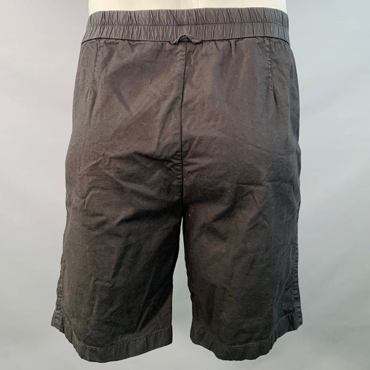 JAMES PERSE Size L Black Cotton Blend Button Fly Drawstring Shorts