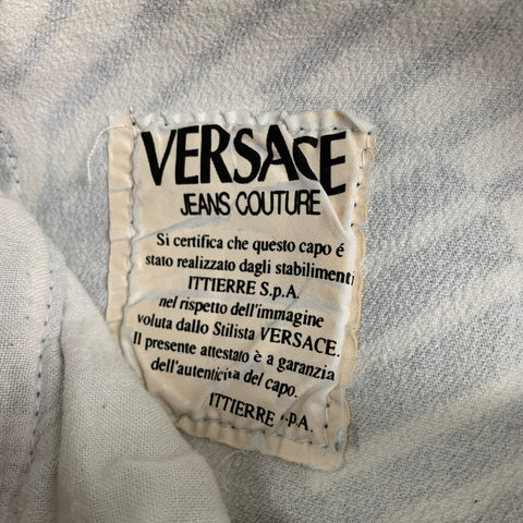 Vintage VERSACE JEANS COUTURE Size 32 Black White Abstract Print Cotton Pants