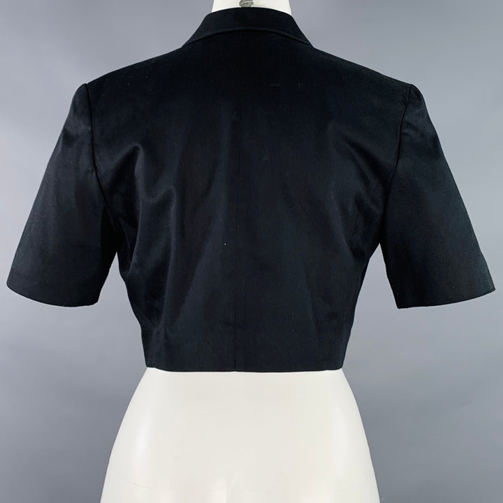 LOUIS FERAUD Size 4 Black Cotton Cropped Jacket Blazer