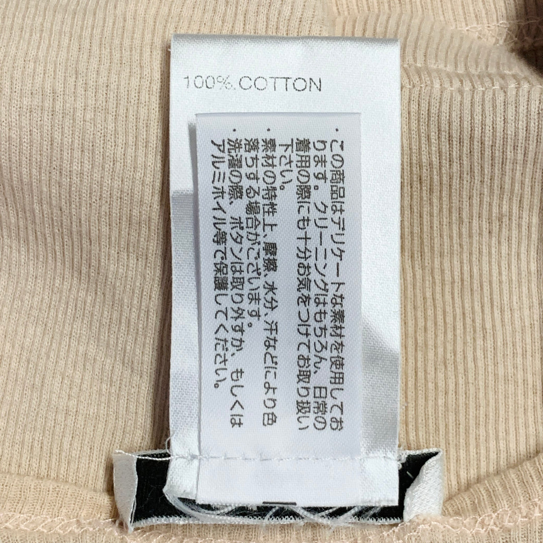 CHLOE Size M Dune Beige Cream Cotton Ribbed Bib Pleated Casual Top