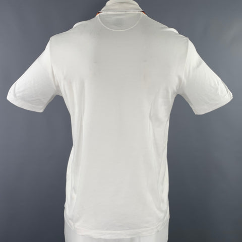 PAUL SMITH Size L White Multi Color Cotton Contrast Trim Polo