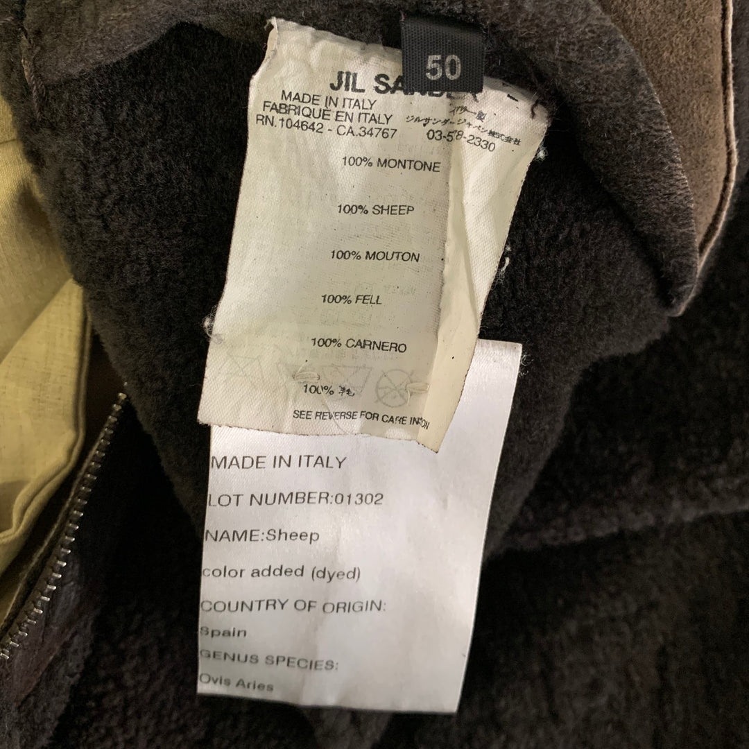 JIL SANDER Size M Beige Brown Cotton Layered Suede Lined Jacket