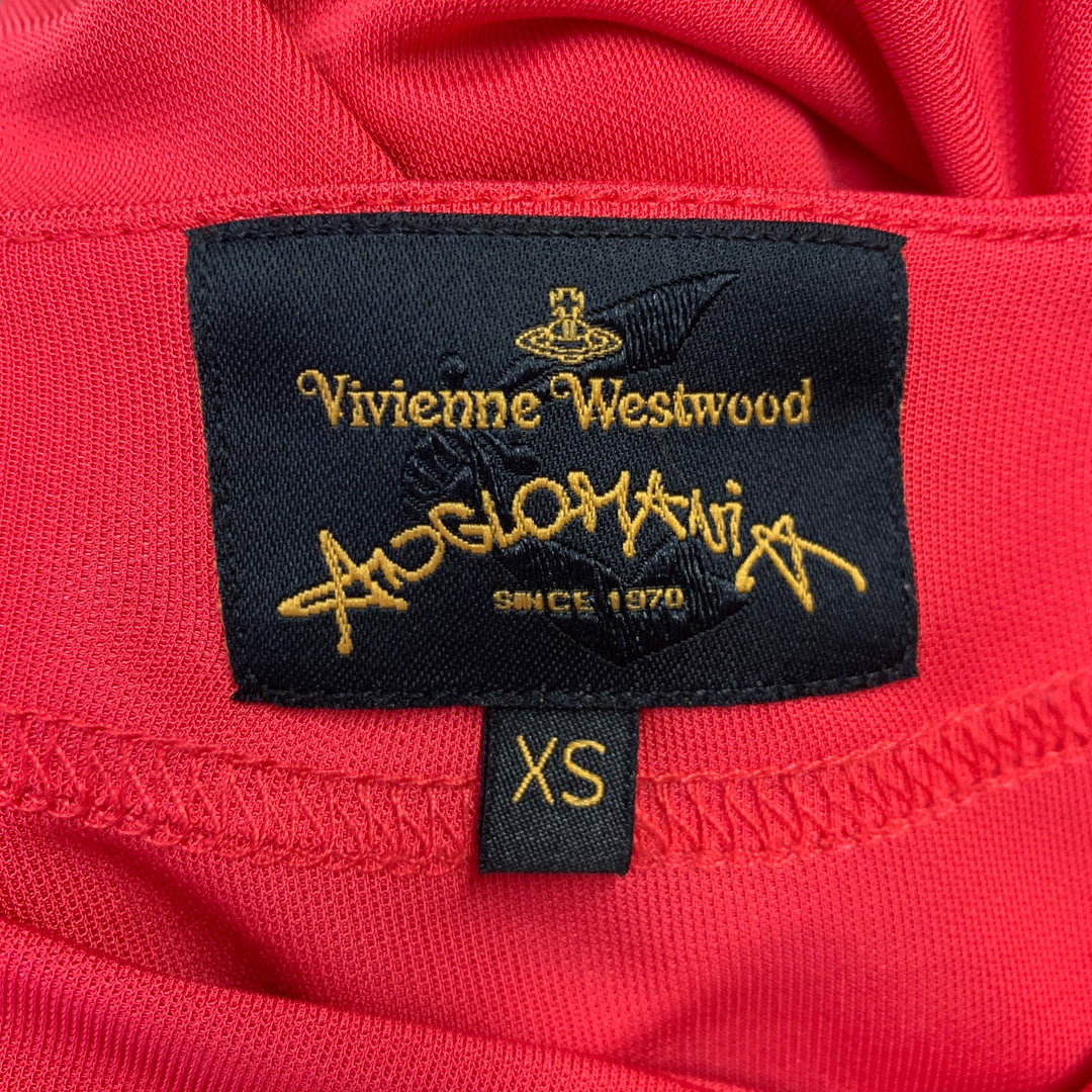 VIVIENNE WESTWOOD Size XS Red Viscose Ruched Long Sleeve Dress