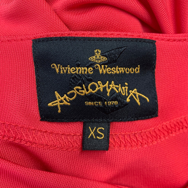 VIVIENNE WESTWOOD Size XS Red Viscose Ruched Long Sleeve Dress