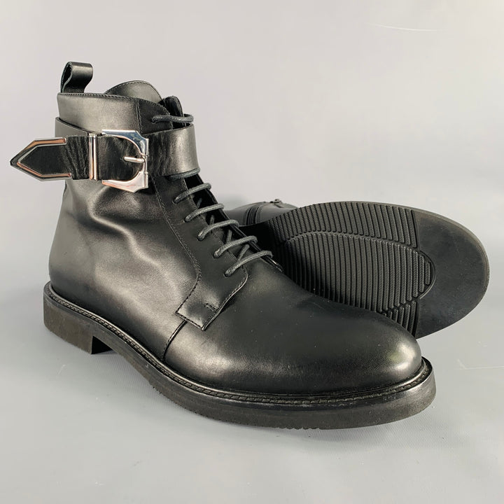 VERSUS by GIANNI VERSACE Size 12 Black Leather Side Zipper Boots