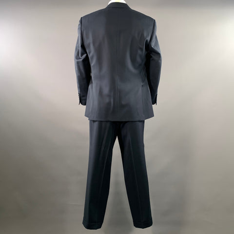 CANALI Chest Size 42 Navy Solid Wool Notch Lapel 36 29 Suit