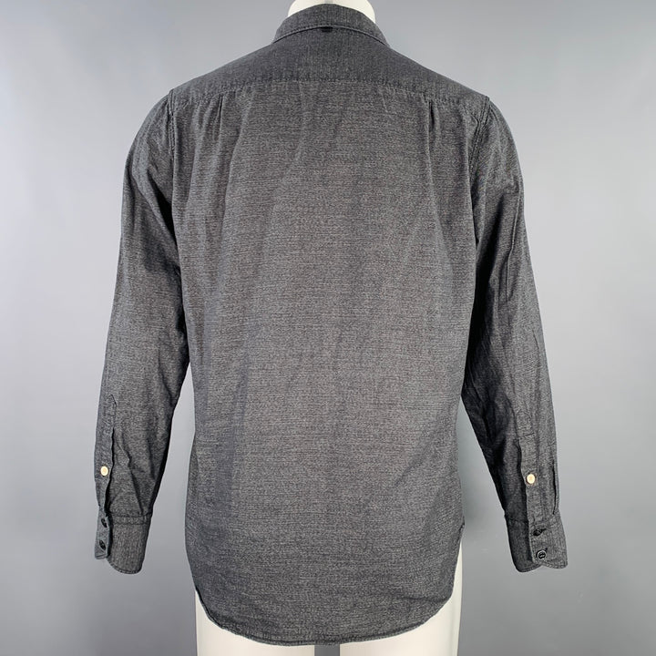 RAG & BONE Size M Grey Charcoal Heather Cotton One Pocket Long Sleeve Shirt