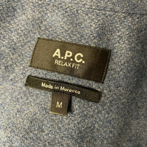 APC Size M Blue Wool Blend Long Sleeve Shirt