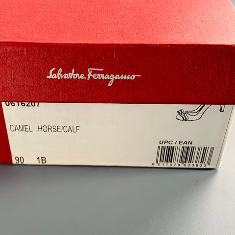 SALVATORE FERRAGAMO Size 9 -Carla- Brown Beige Calf Hair Animal Print Bow Pumps