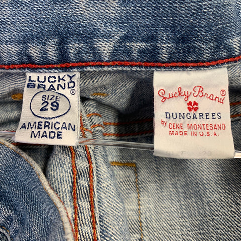LUCKY BRAND Size 29 Blue Distressed Cotton Straight Button Fly Jeans