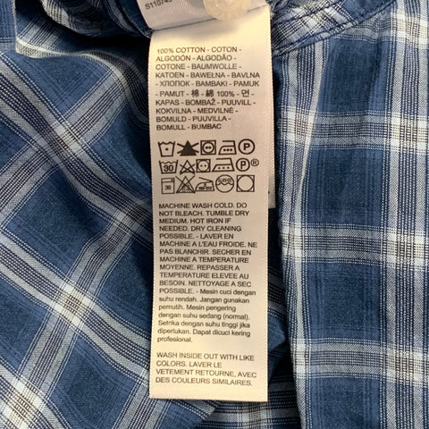 LEVI STRAUSS Size S Blue White Plaid Cotton Western Long Sleeve Shirt
