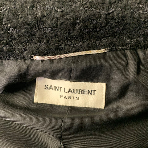 SAINT LAURENT Size M Black Tweed Wool  Polyamide Coat
