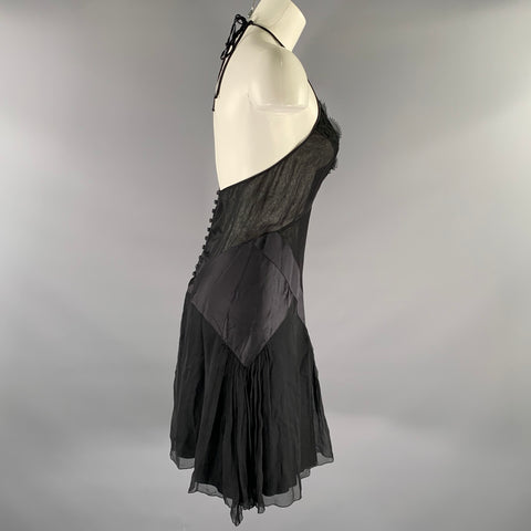 LA PERLA Size 6 Black Silk Camisole Mini Dress