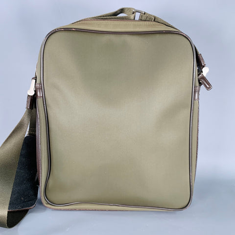 BURBERRY Brown Olive Nylon Leather Crossbody Bag