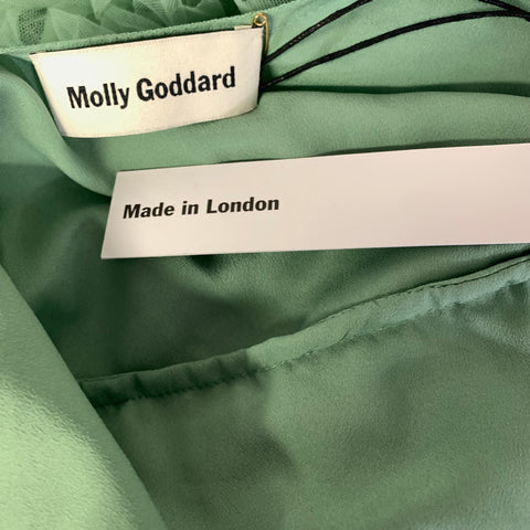 MOLLY GODDARD Size 8 Mint Nylon Tulle Scoop Neck Mid-Calf Cocktail Dress