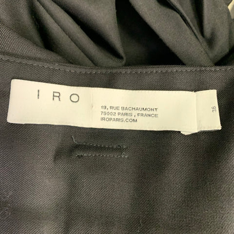 IRO Size 4 Black Wool High Waisted Belted Tapered Dress Pants