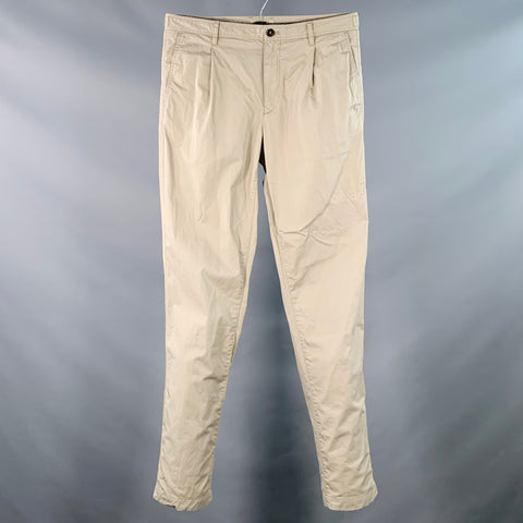 BURBERRY BRIT Size 33 Khaki Twill Cotton Side Tabs Pleated Tapered Casual Pants