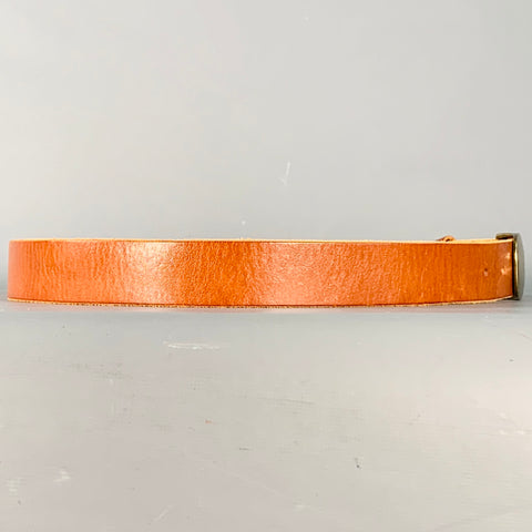 BARNEY'S CO-OP Size 36 Brown Gold Leather Square Buckle Belt
