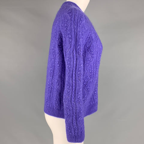 LA MAILLE SEZANE Size XS Purple Mohair Blend Textured Cardigan