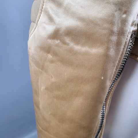 TOM FORD Size 8 Beige Viscose Quilted Leather Biker Jacket