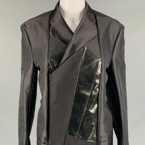 RICK OWENS Size 6 Black Nylon Cotton Coat