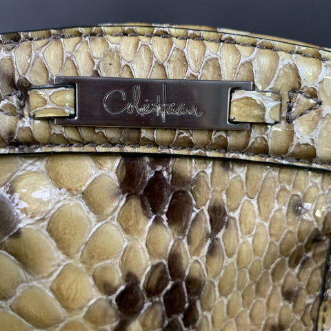 COLE HAAN Tan Brown Snakeskin Not Listed Top Handles Bag
