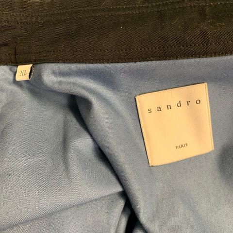 SANDRO Size XL Blue Black White Color Block Cotton Western Long Sleeve Shirt