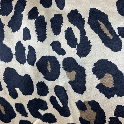 PAUL STUART Size M Black Beige Satin Animal Print Belted Bathrobe