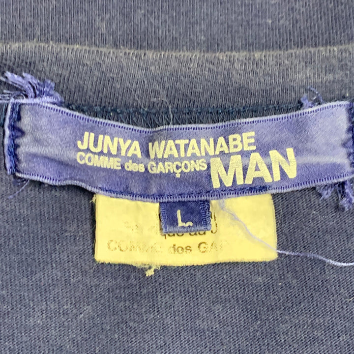 JUNYA WATANABE Size L Blue Multi Color Paint Splatter Cotton Crew Neck T-shirt
