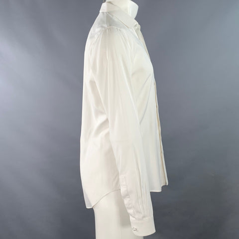 VALENTINO Size M White Cotton Hidden Buttons Long Sleeve Shirt