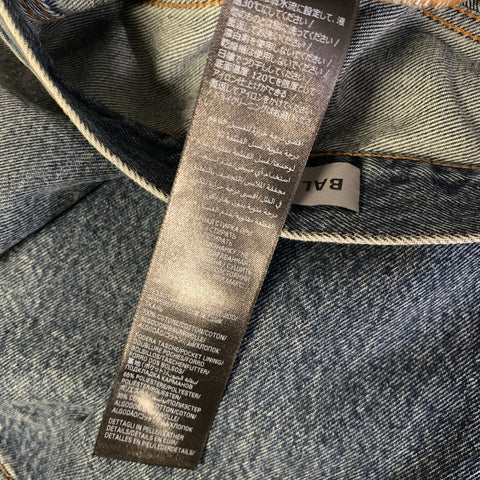 BALENCIAGA Size 26 Blue Polyester Cotton Wide Leg Jeans