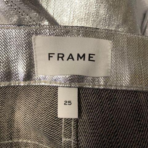 FRAME Size 25 Silver Cotton Metallic Zip Fly Jeans