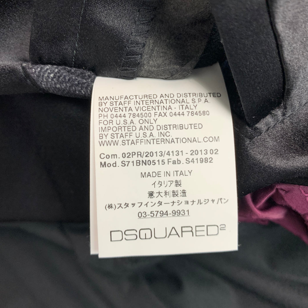 DSQUARED2 Size 40 Black Grey Plaid Cotton Blend Peak Lapel Sport Coat