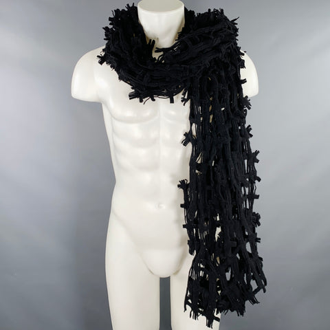 YOHJI YAMAMOTO Black Wool Woven  Scarf