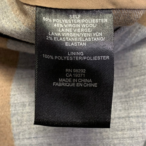 TIBI Size 2 Grey Tan Polyester Blend Stripe V-Neck Tie Casual Top