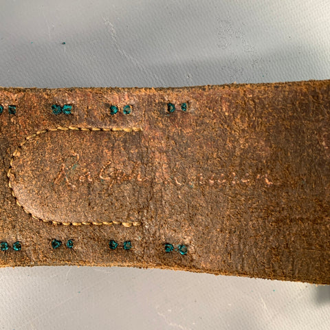 RALPH LAUREN Size M Brown Brass Studded Leather Western Belt