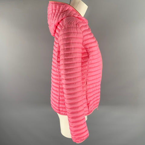 SAVE THE DUCK Size L Pink Nylon Quilted Zip Up Jacket
