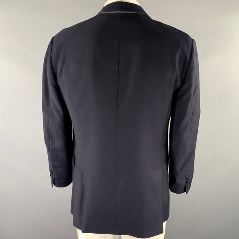 ERMENEGILDO ZEGNA Size 44 Navy Wool Notch Lapel Sport Coat