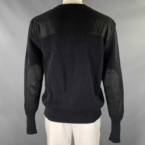 NEIGHBORHOOD Size XL Black Patch Wool Cotton Ribbed Sweater