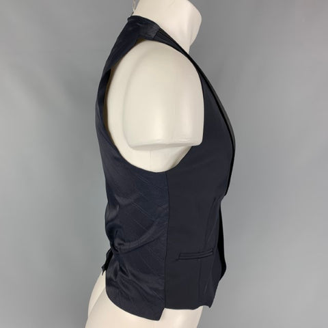 DIRK BIKKEMBERGS Size 36 Navy Black Polyester Blend Vest