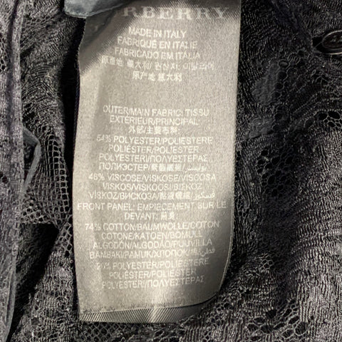 BURBERRY Size XS Black Lace Short Sleeve Drop Waist Knee Length Cocktail Dress