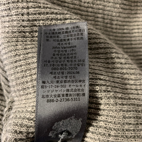 JOHN VARVATOS Size L Grey Ribbed Cotton Textured Pullover