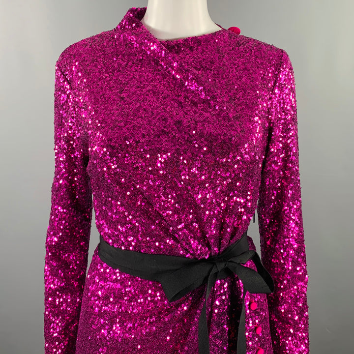 PRABAL GURUNG Size 6 Purple Polyester Sequined Open Back Dress