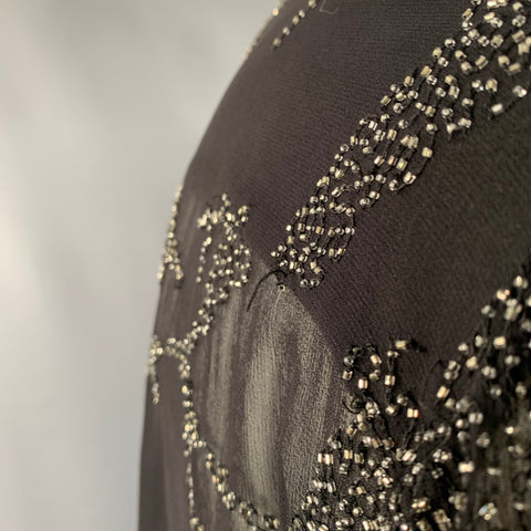 DRIES VAN NOTEN Size S Black Sheer Beaded Hibiscus Floral Viscose Long Sleeve Shirt