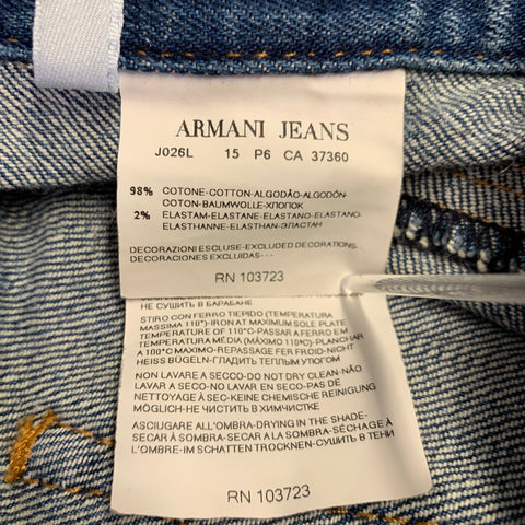 ARMANI JEANS Jean à braguette boutonnée en mélange de coton bleu Taille 32