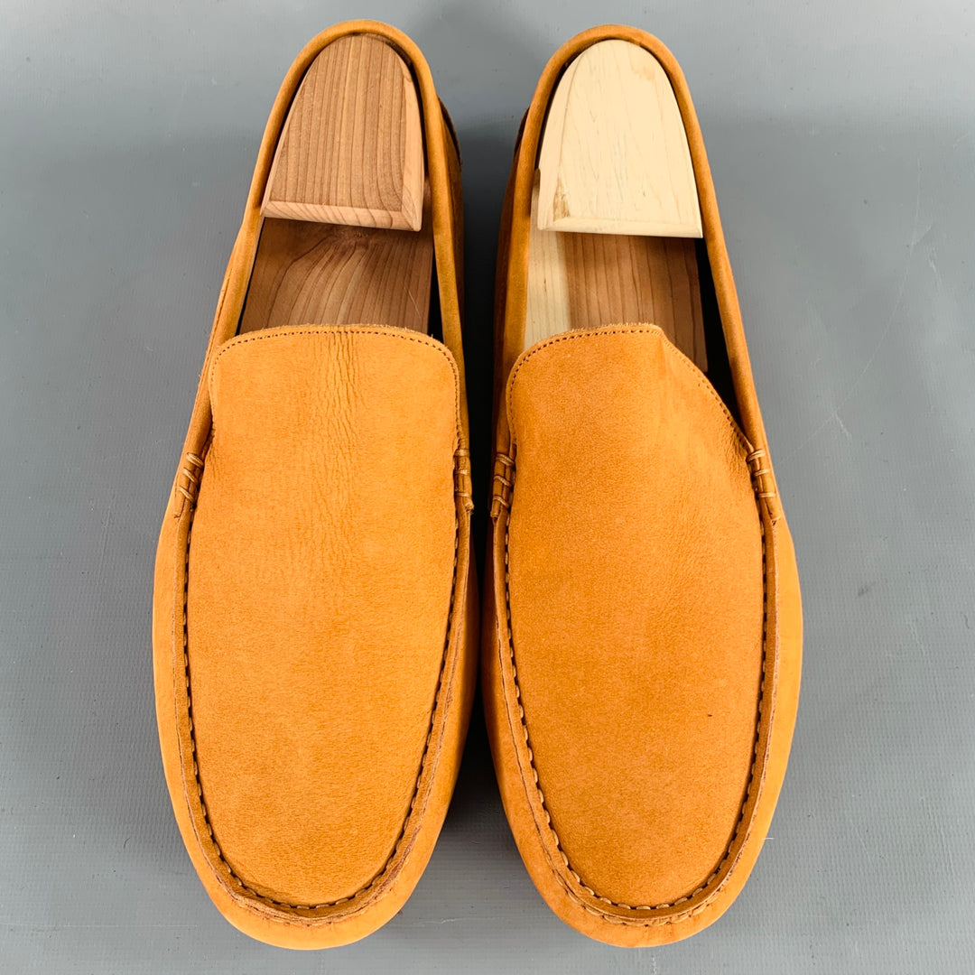 M. GEMI Size 10 Orange Suede Drivers Loafers