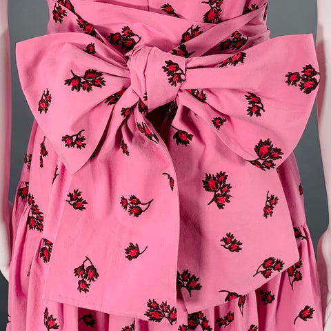 ERDEM Size 6 Pink Brown Cotton Blend Embroidered Sleeveless Long Dress
