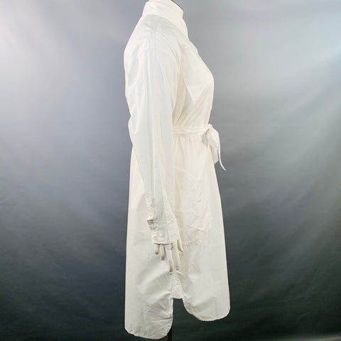 JOIE Size L Daines White Cotton Belted Midi Shirt Dress