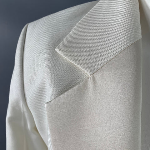 HELMUT LANG Size 0 Cream Viscose Cotton Woven Jacket Blazer