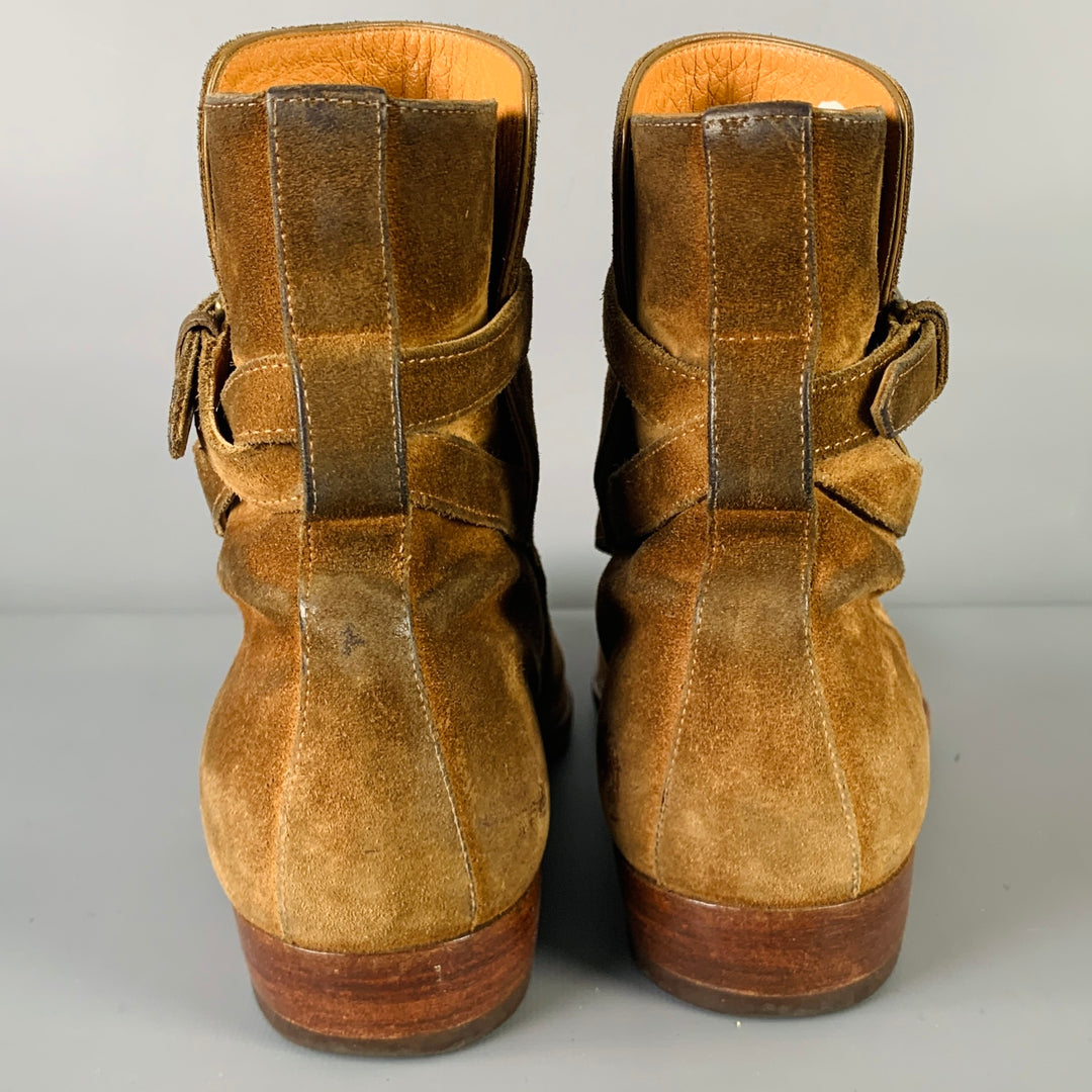 SAINT LAURENT Size 8 -Wyatt 30 Jodhpur- Tan Suede Belted Boots